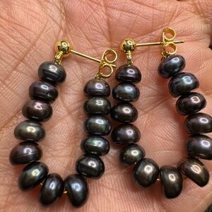 FINAL SALE Authentic Black Freshwater/Akoya  Pearl in micron setting